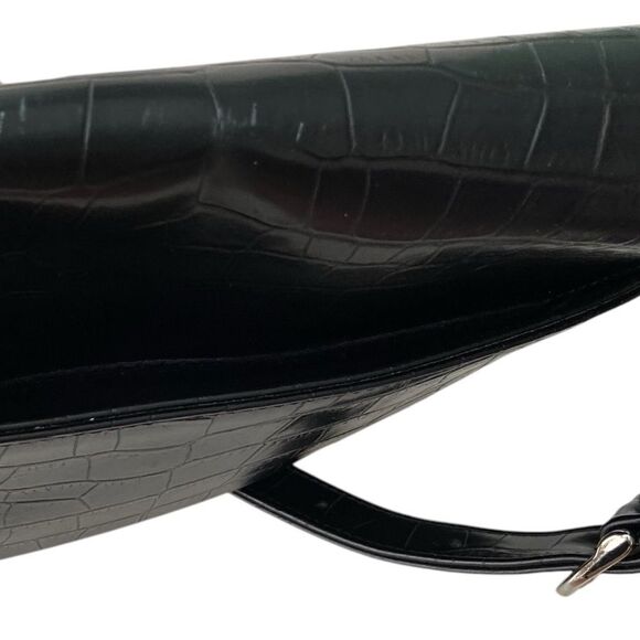 Nine West Elegant Black Faux Crocodile-Embossed Pattern Shoulder Bag in One Size - Picture 10 of 13